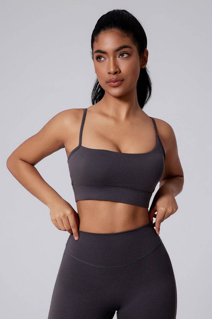 Square Neck Thin Strap Sports Bra
