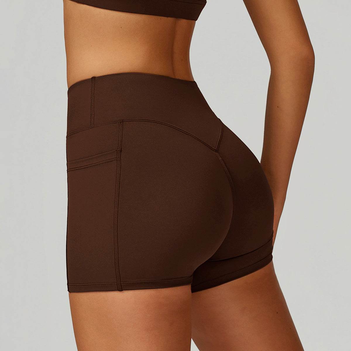 Cross Waist Yoga Shorts with Pockets