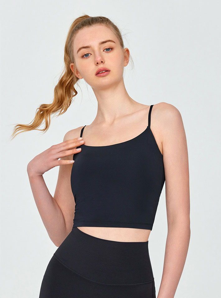 Twist Back Spaghetti Straps Sports Tank Top