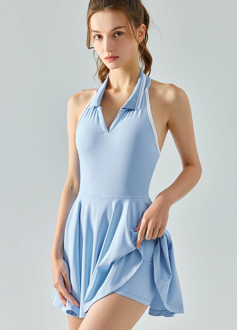 Polo Tennis Dresses with Built-in Shorts - Blue