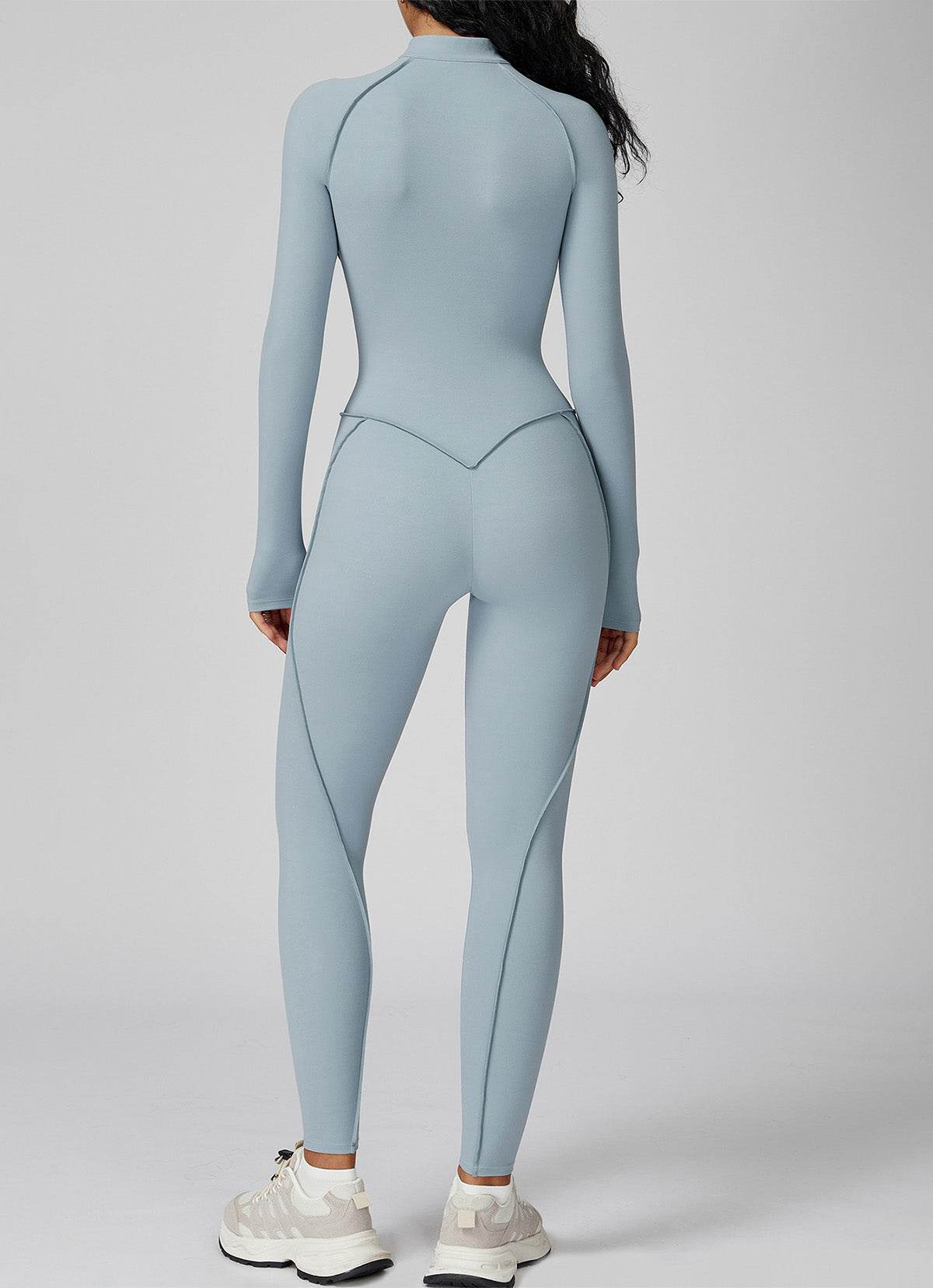 Long Sleeve Zip Front Sport Jumpsuits One Yoga Rompers