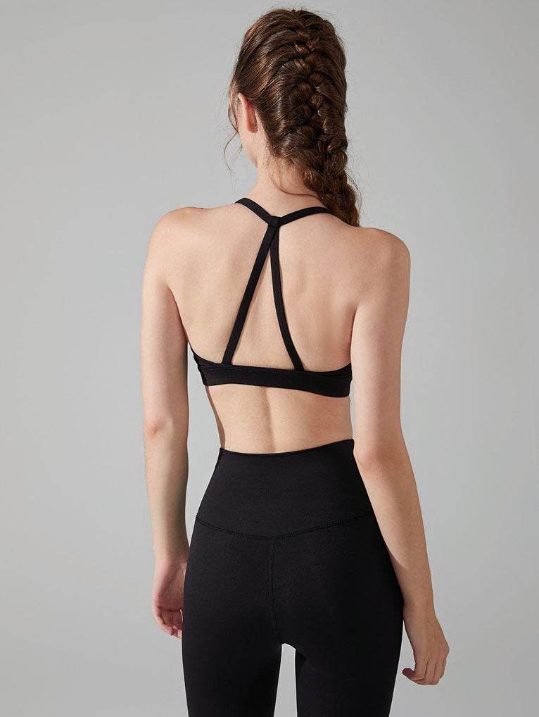 Cross Spaghetti Straps Sports Bra with Removable Chest Pad