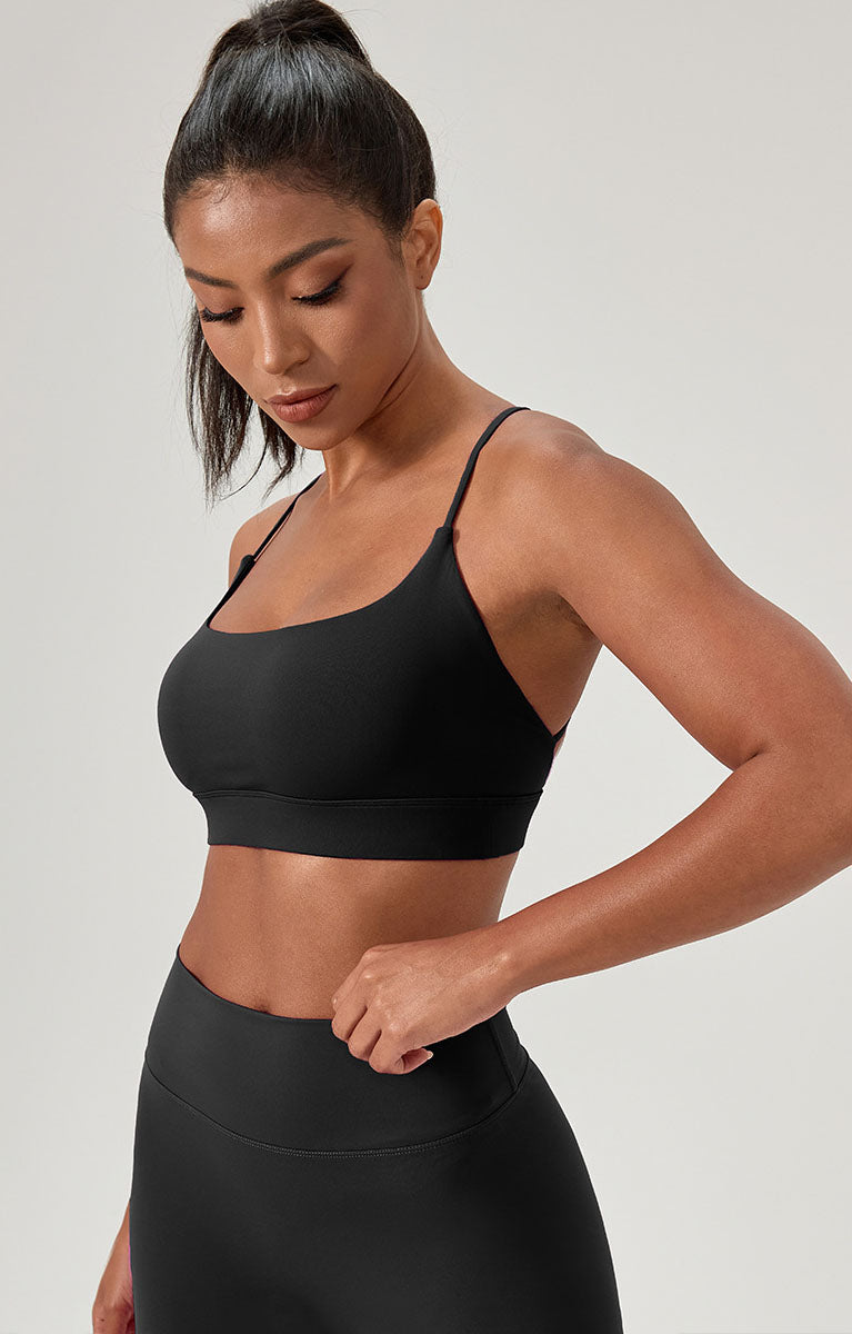 Cross Spaghetti Straps Sports Bra with Chest Pad