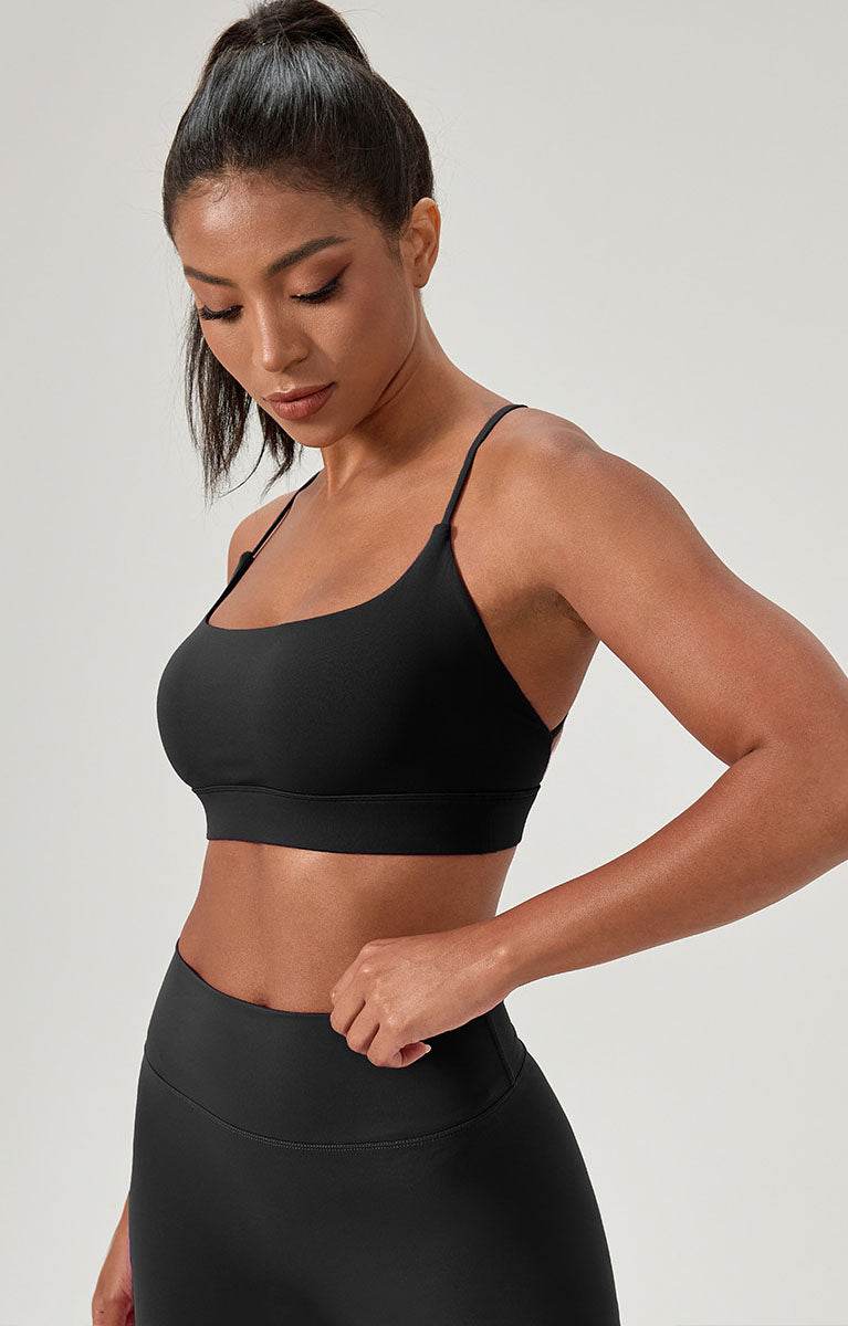 Cross Spaghetti Straps Sports Bra with Chest Pad