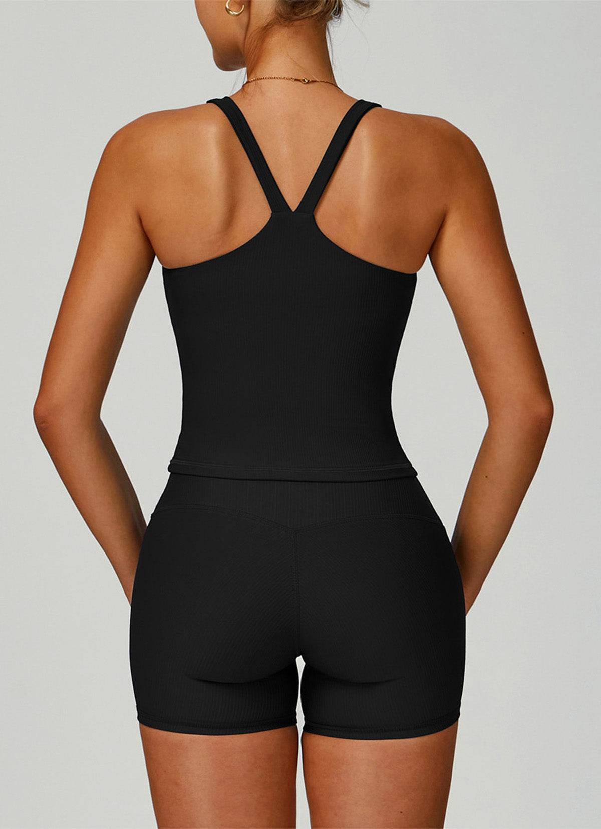 Square Neckline V Back Sports Tank Top