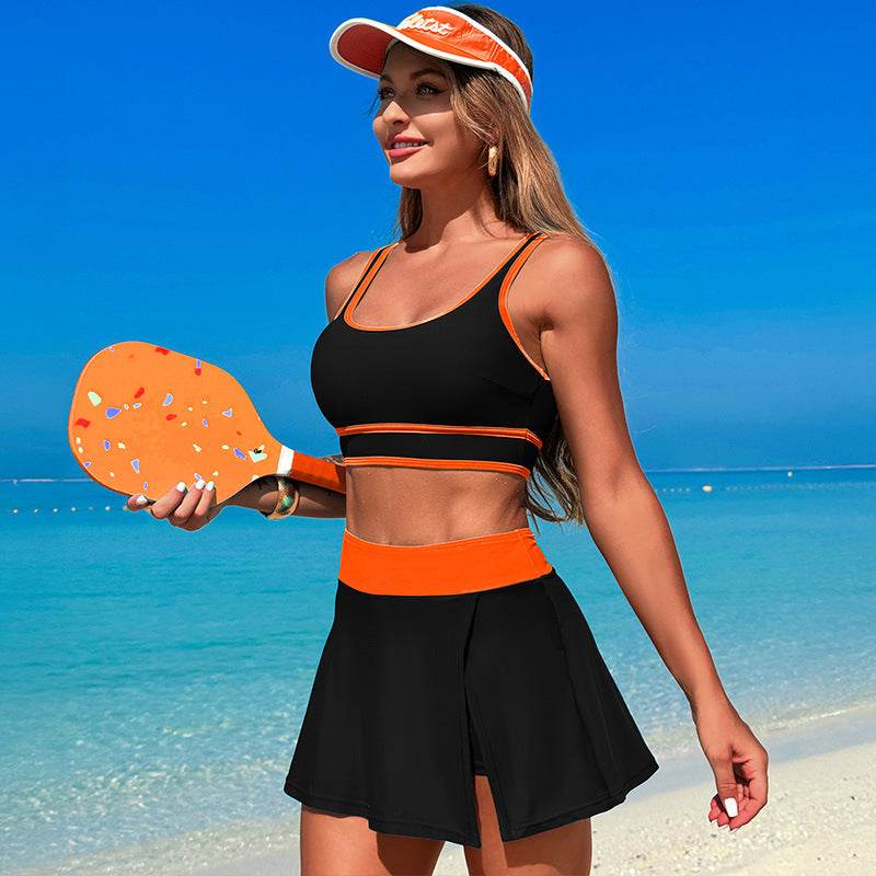 Two Piece Color Block High Waisted Bikini Sets