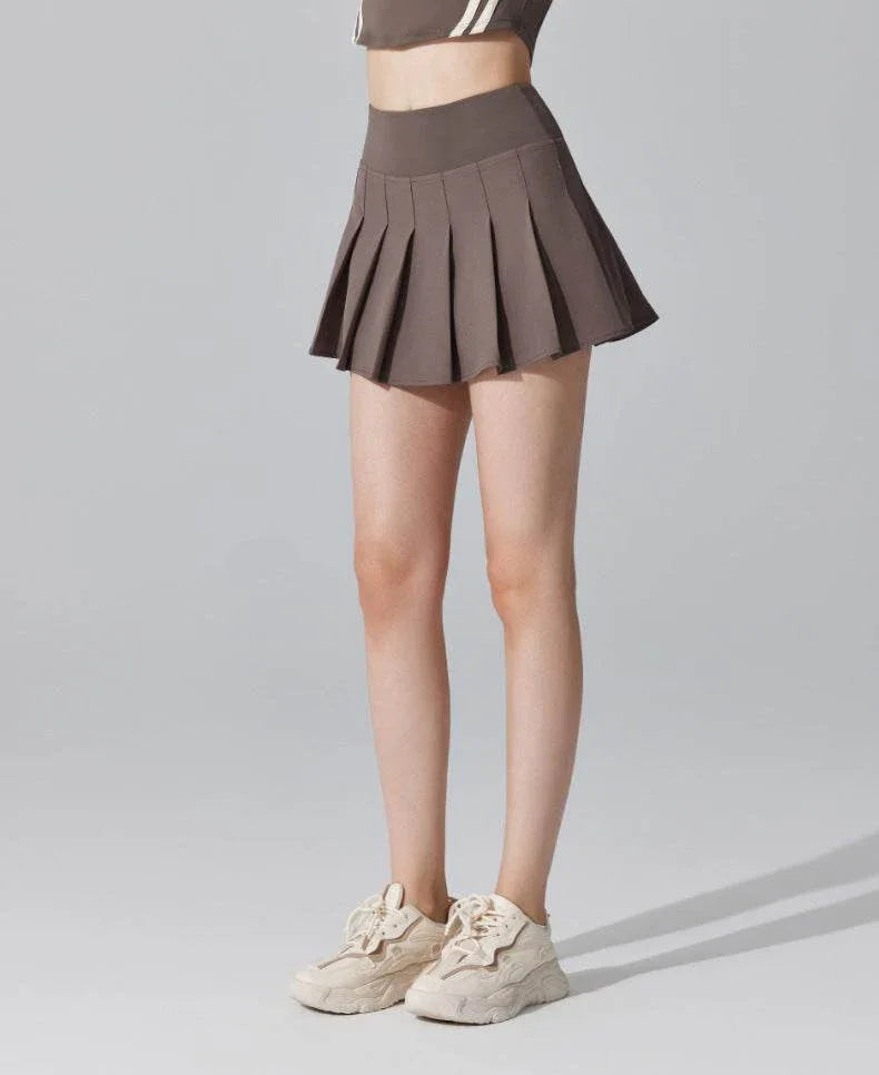 Pleated Tennis Mini Skirt with Shorts and Pockets -