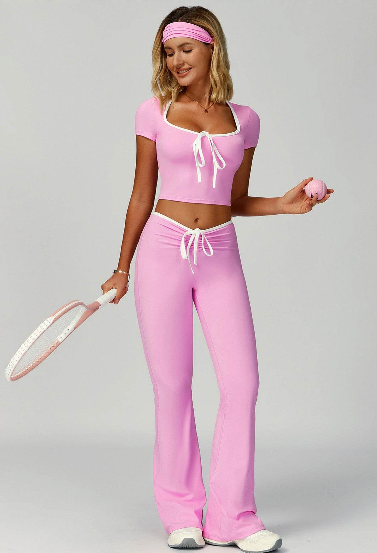 3 Pieces Activewear Set with Headband, Crop Top and Pant