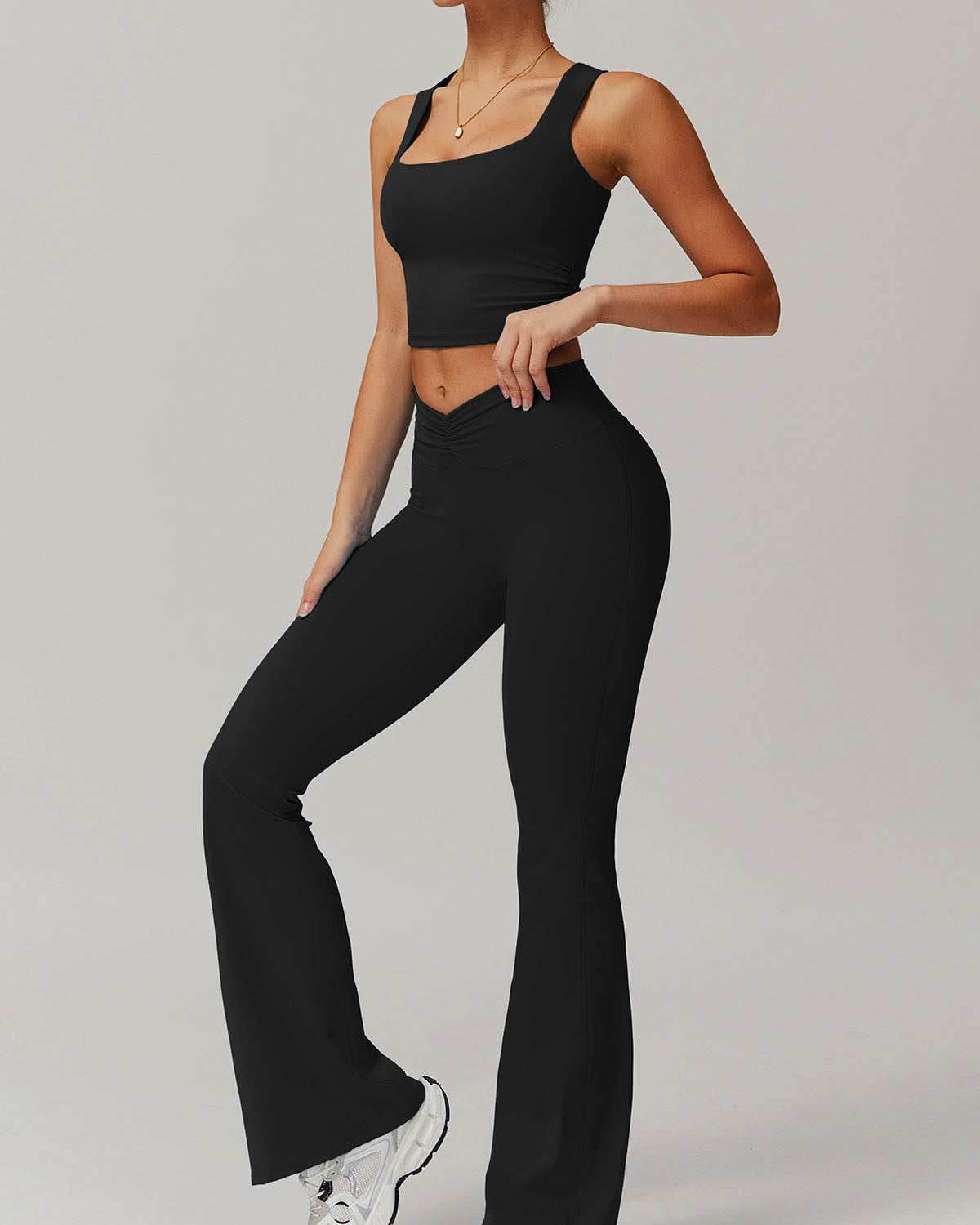 Activewear Set with Tank and Flare Pant