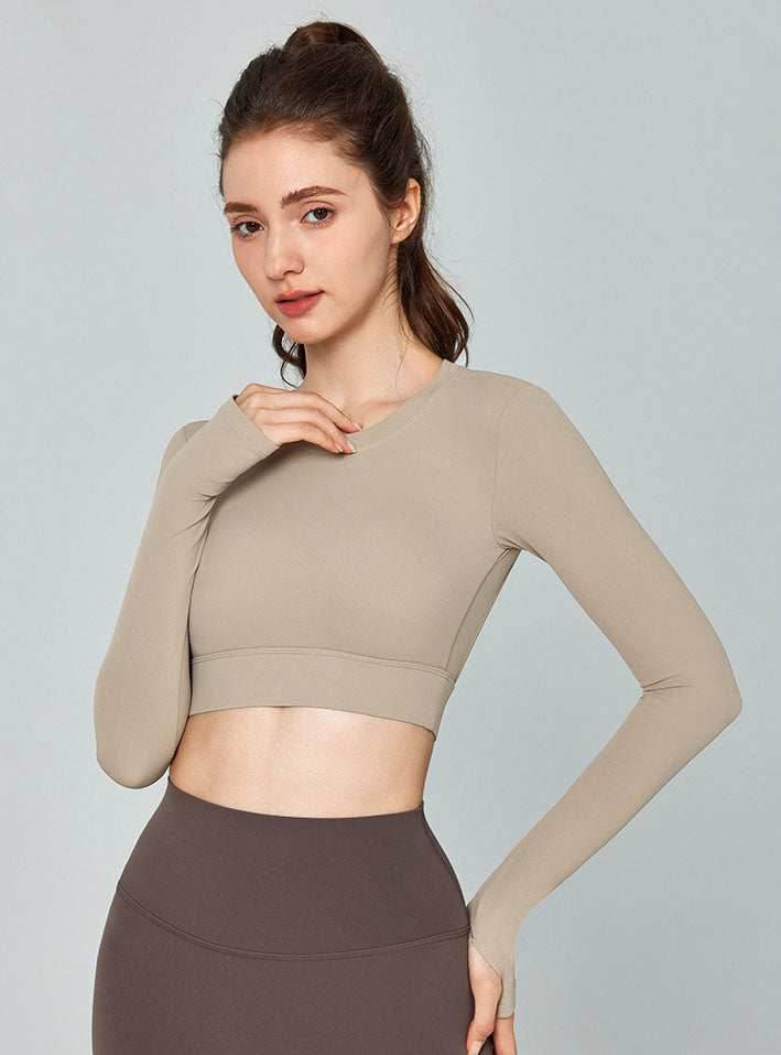 Long Sleeve Hollow Out Back Sports T-Shirt