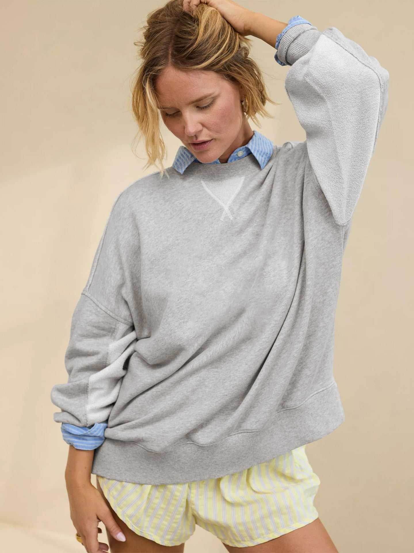 Long Sleeve Loose Crew Neck Sweatshirts