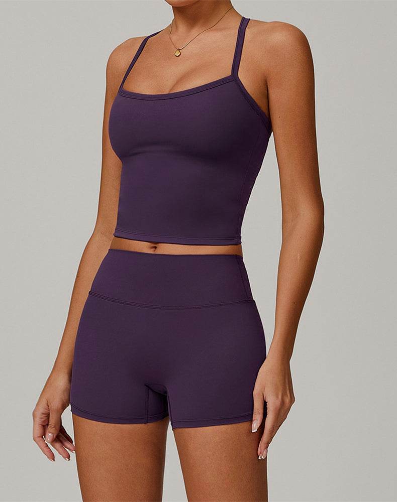 Athletic Wear with Criss Cross Back Tank Top and Short