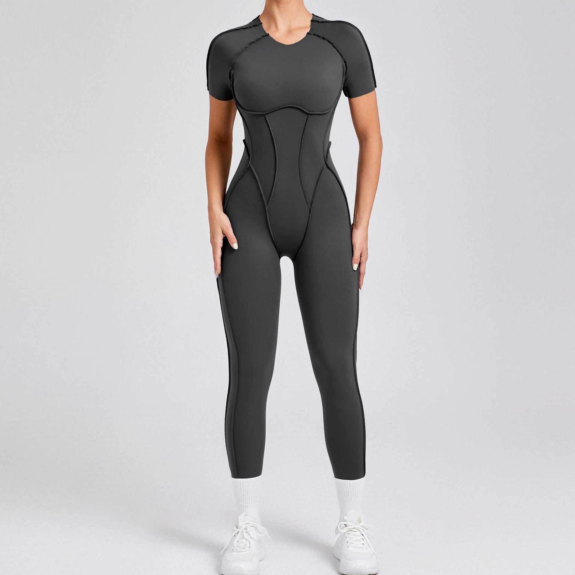 Short Sleeve Backless Yoga Jumpsuits