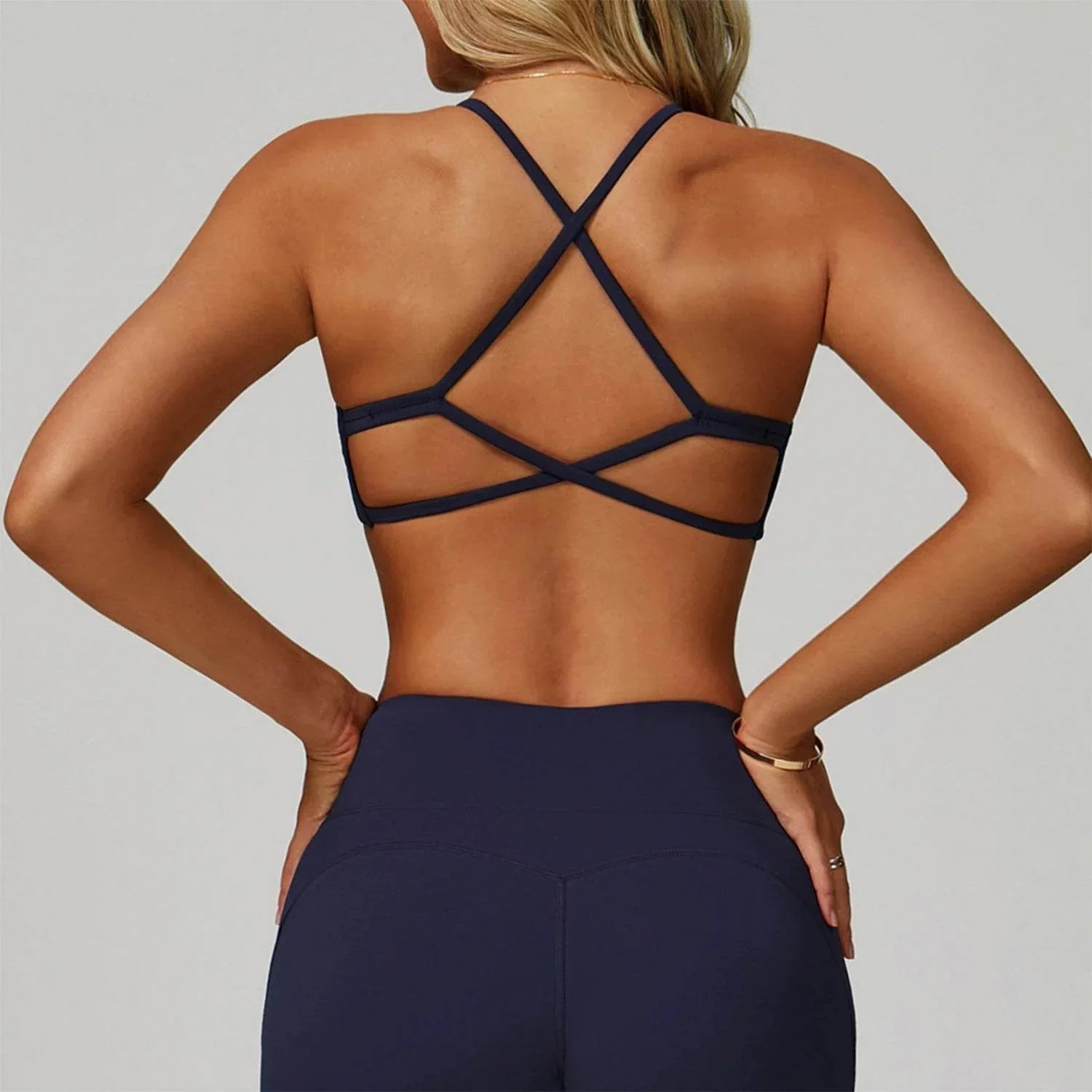 Spaghetti Straps Cross Back Sports Bra -