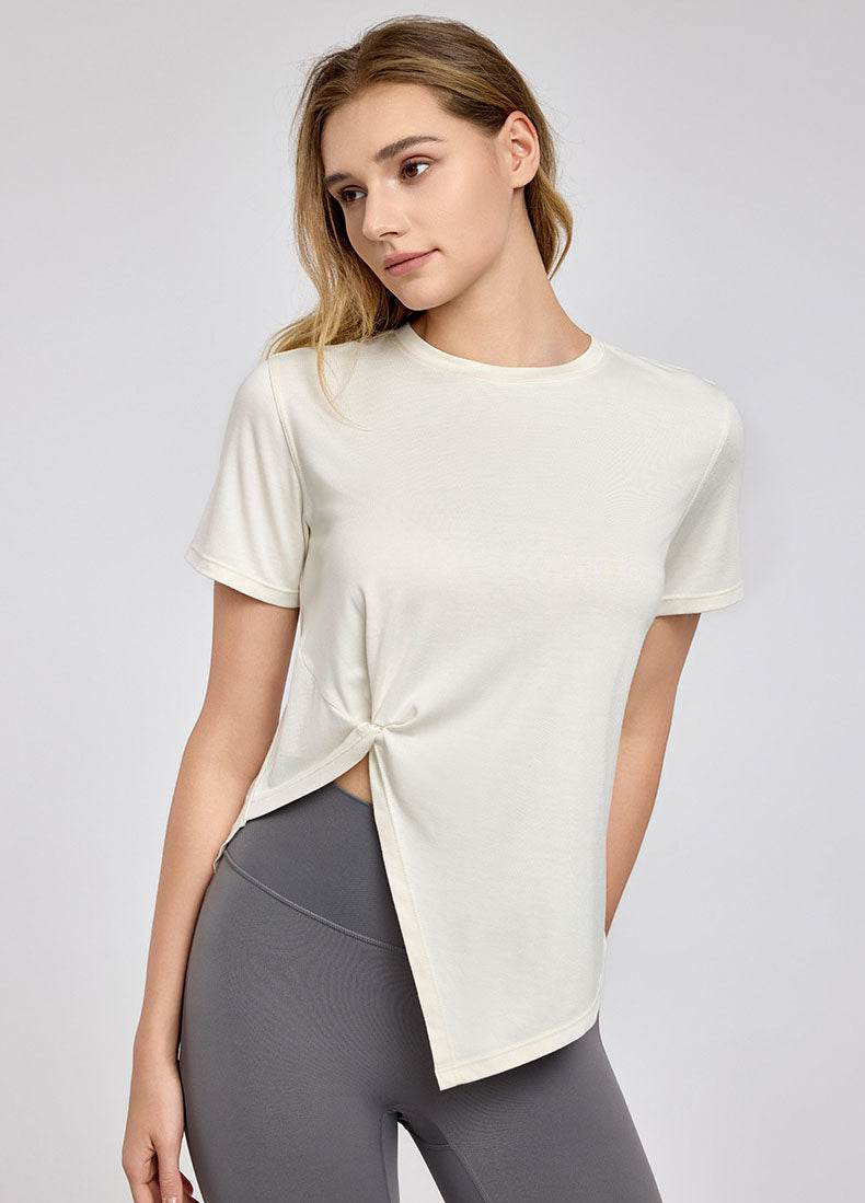 Irregular Slit Short Sleeve Yoga T-Shirts