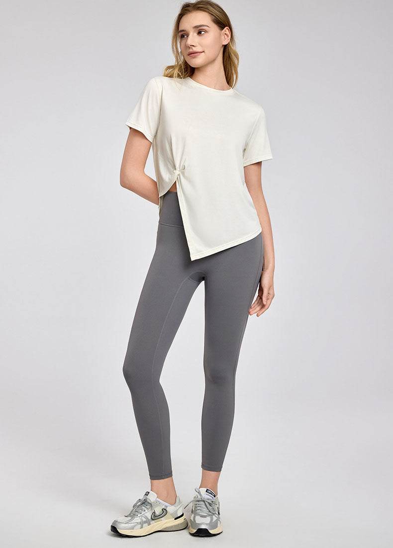 Irregular Slit Short Sleeve Yoga T-Shirts