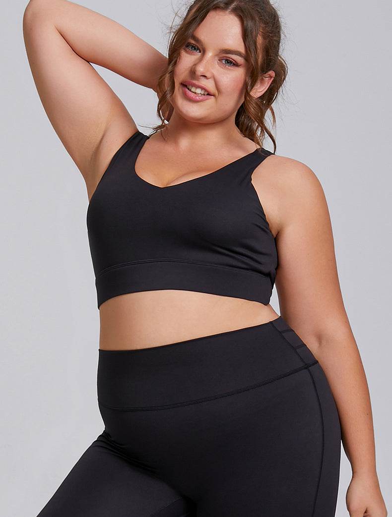 V Neck Cross Back Sports Bra