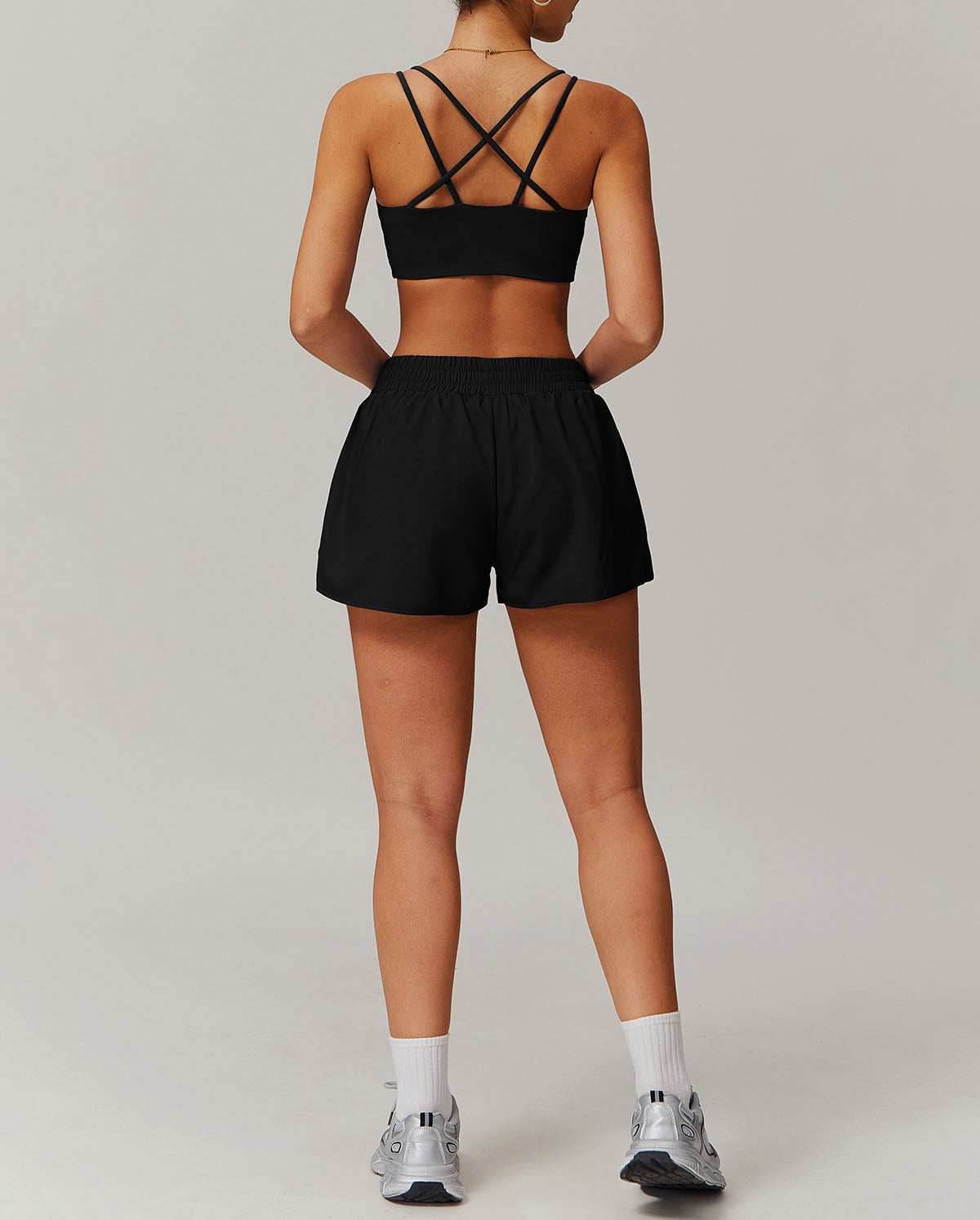 Activewear Set With Cross Back Sports Bra and Shorts