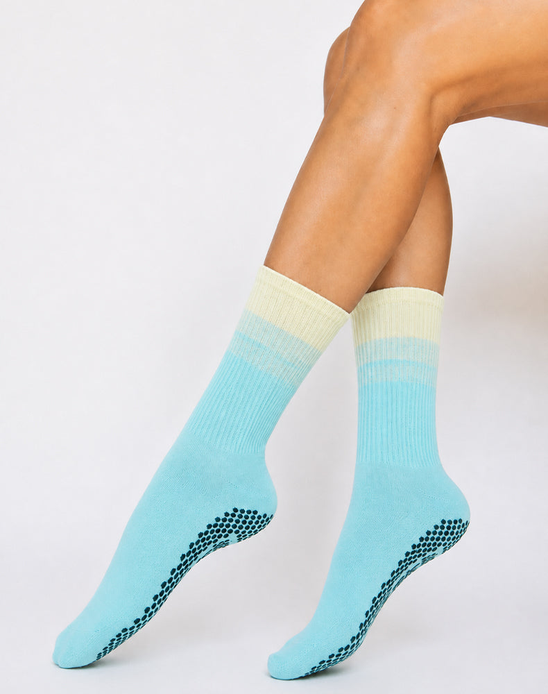 Pilates Yoga Crew Socks with Non Slip Grippers