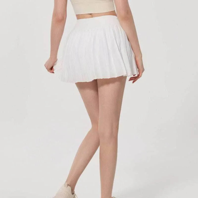 Fashion Solid Color Double Layer Tennis Skirt