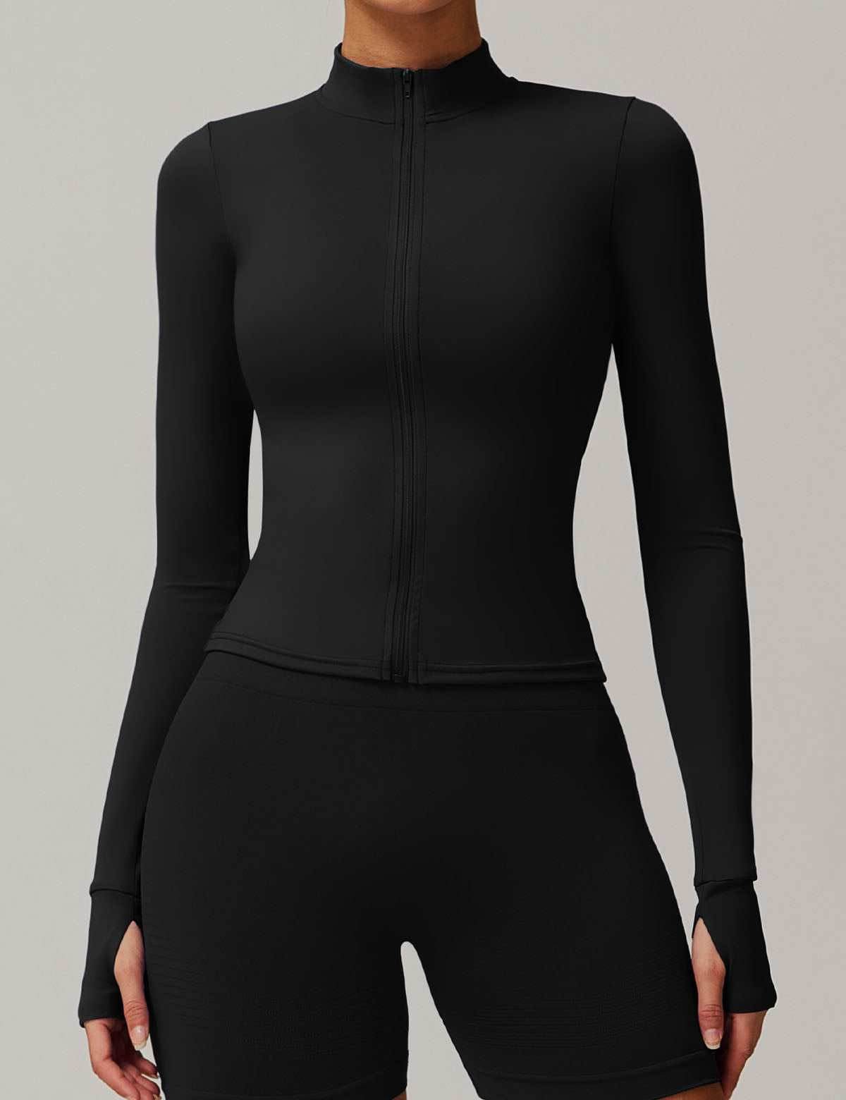 Long Sleeve Sports Jacket With Finger Sleeve