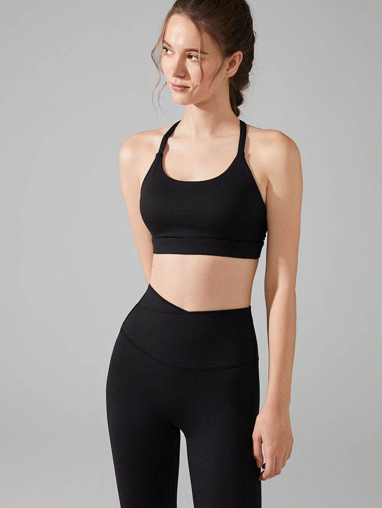 Cross Spaghetti Straps Sports Bra with Removable Chest Pad