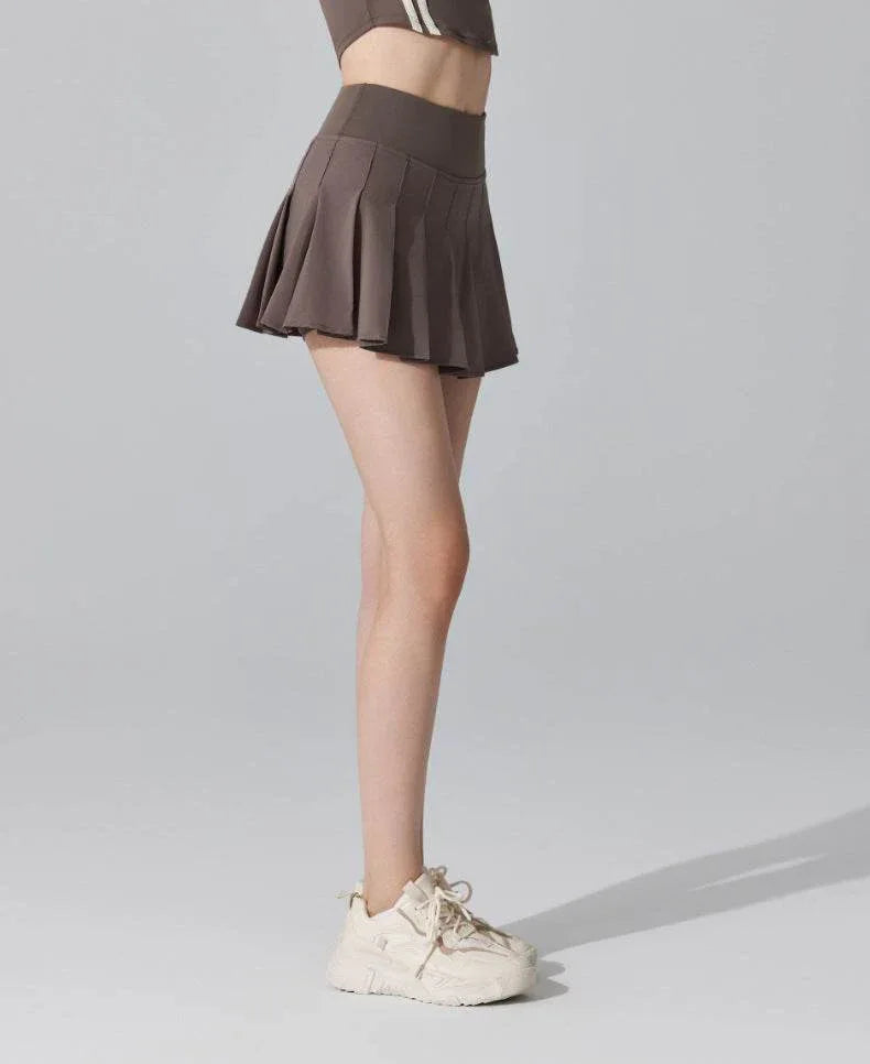 Pleated Tennis Mini Skirt with Shorts and Pockets -