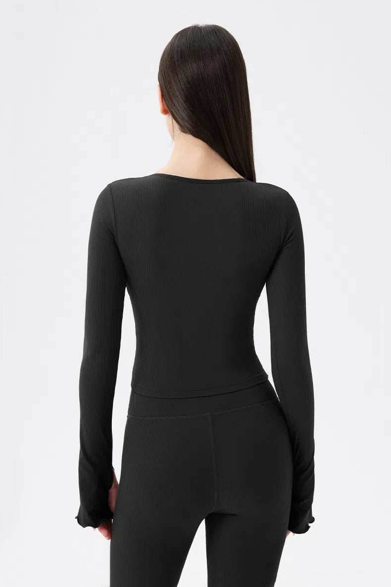 Long Sleeves Ribbed Yoga T-Shirt