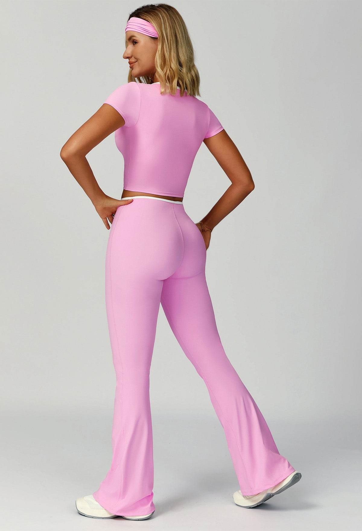 3 Pieces Activewear Set with Headband, Crop Top and Pant