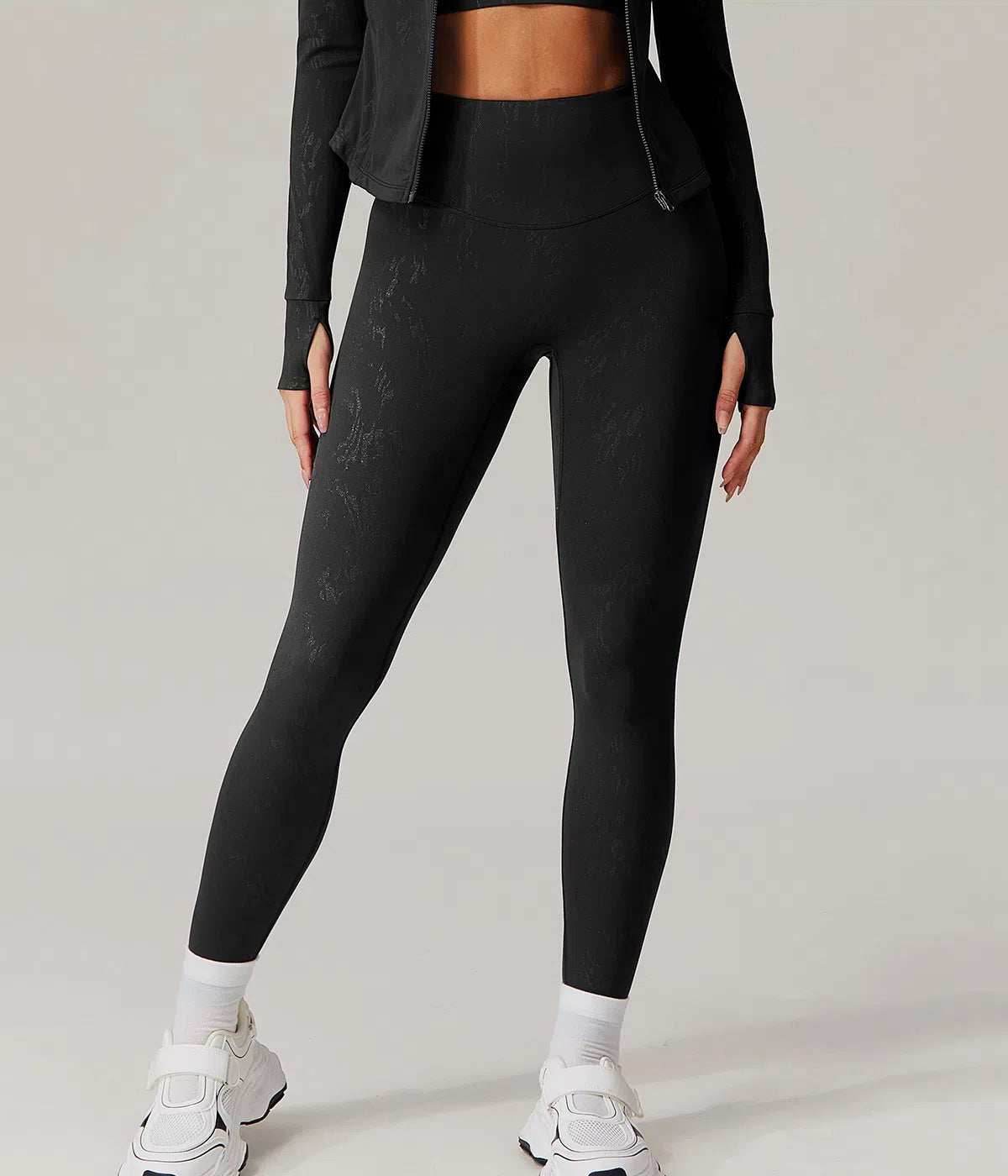 High Waist Yoga Leggings With Gold Blocking Pattern