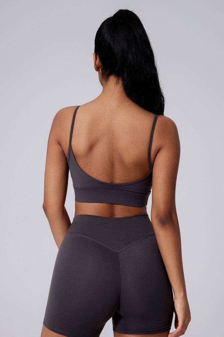 Square Neck Thin Strap Sports Bra