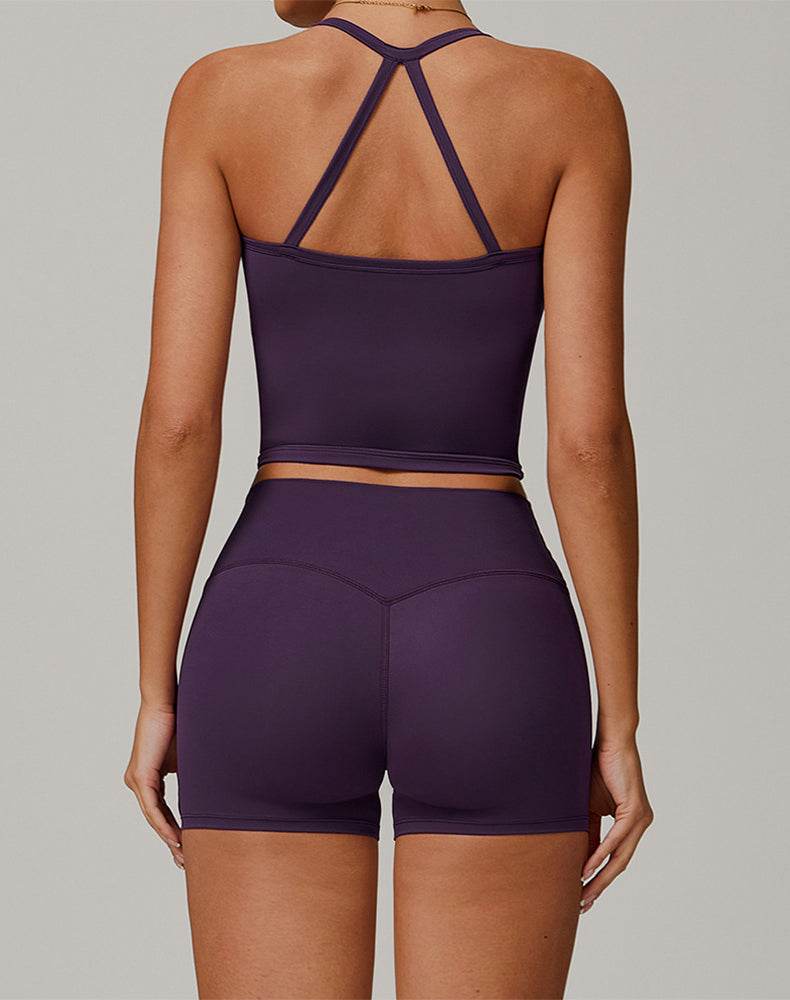 Athletic Wear with Criss Cross Back Tank Top and Short -
