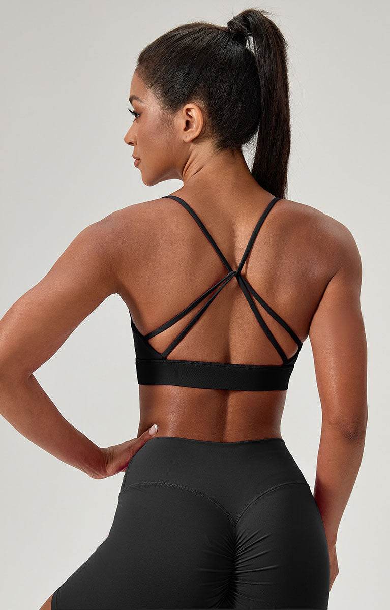 Cross Spaghetti Straps Sports Bra with Chest Pad -