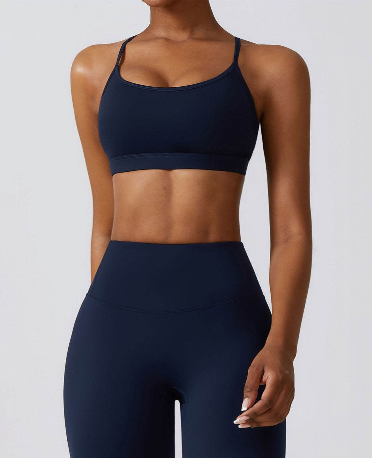 Strappy Criss-Cross Back Sports Bra with Removable Pads