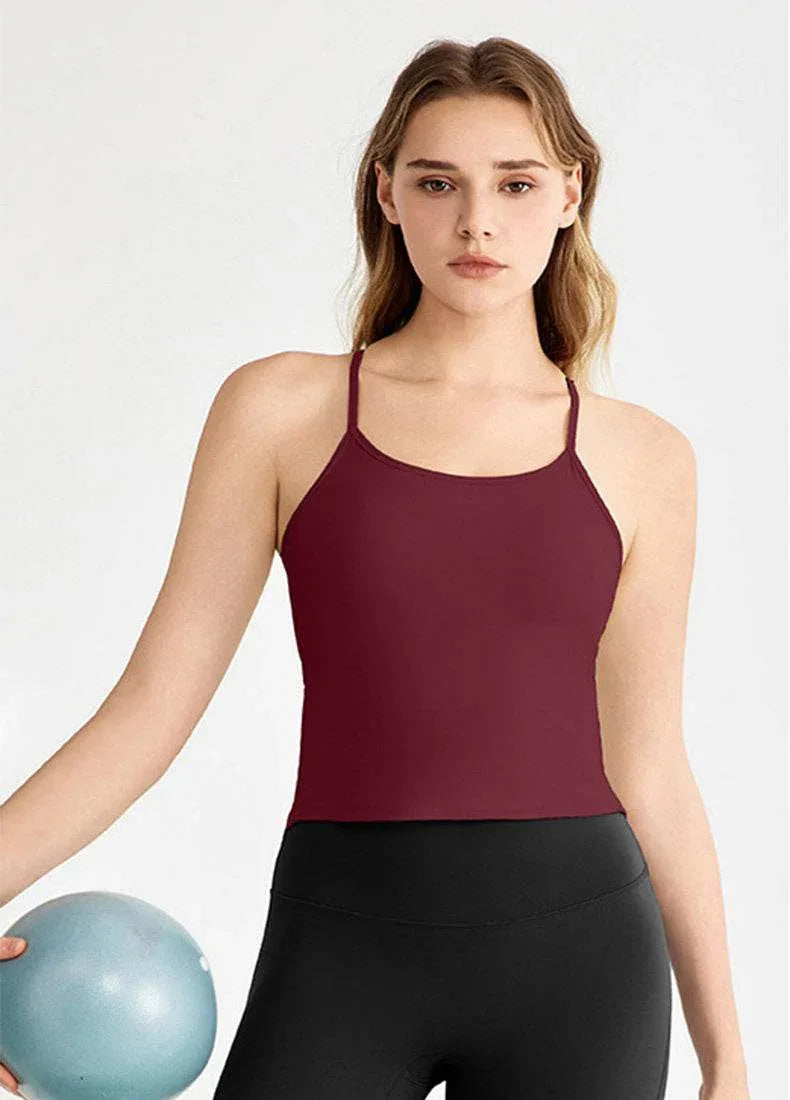 Swallowtail Back Slit Sports Tank Top - Red