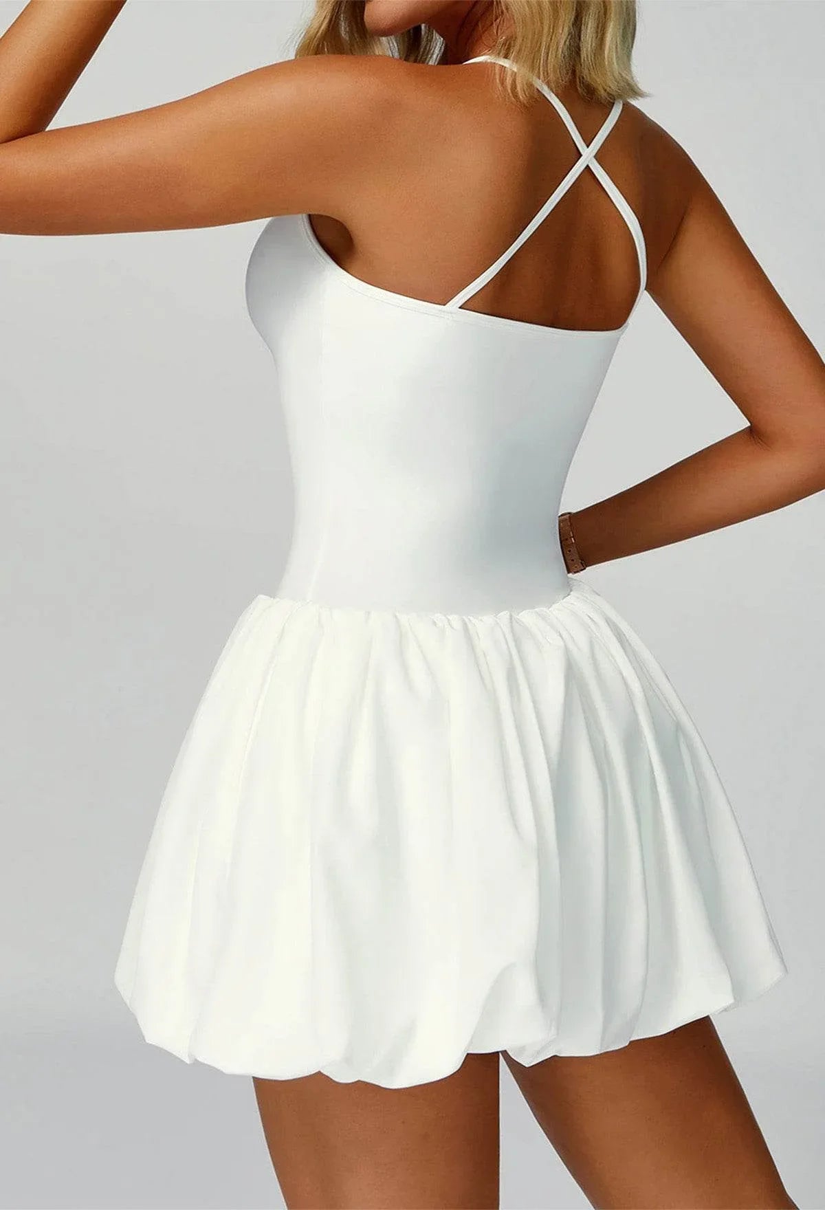 Cross Back Tennis Dresses with Short and Pocket -