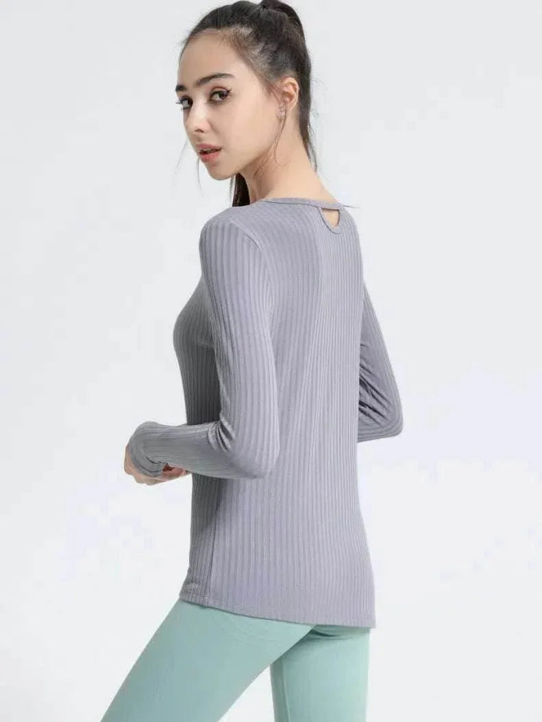 Long Sleeve Ribbed Sports T-Shirts -