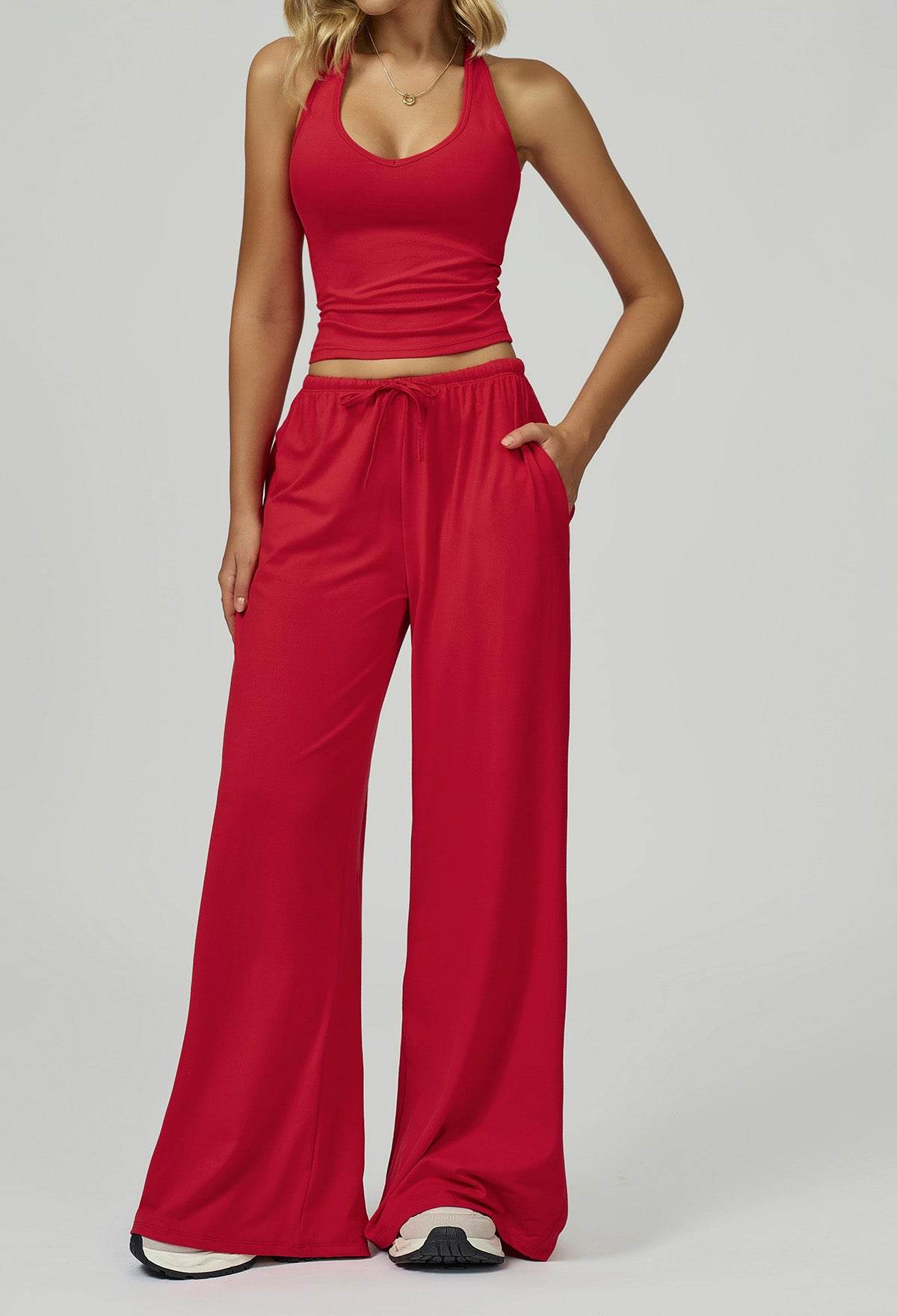 Activewear Wear with Tank Top and Wide Leg Lounge Pants