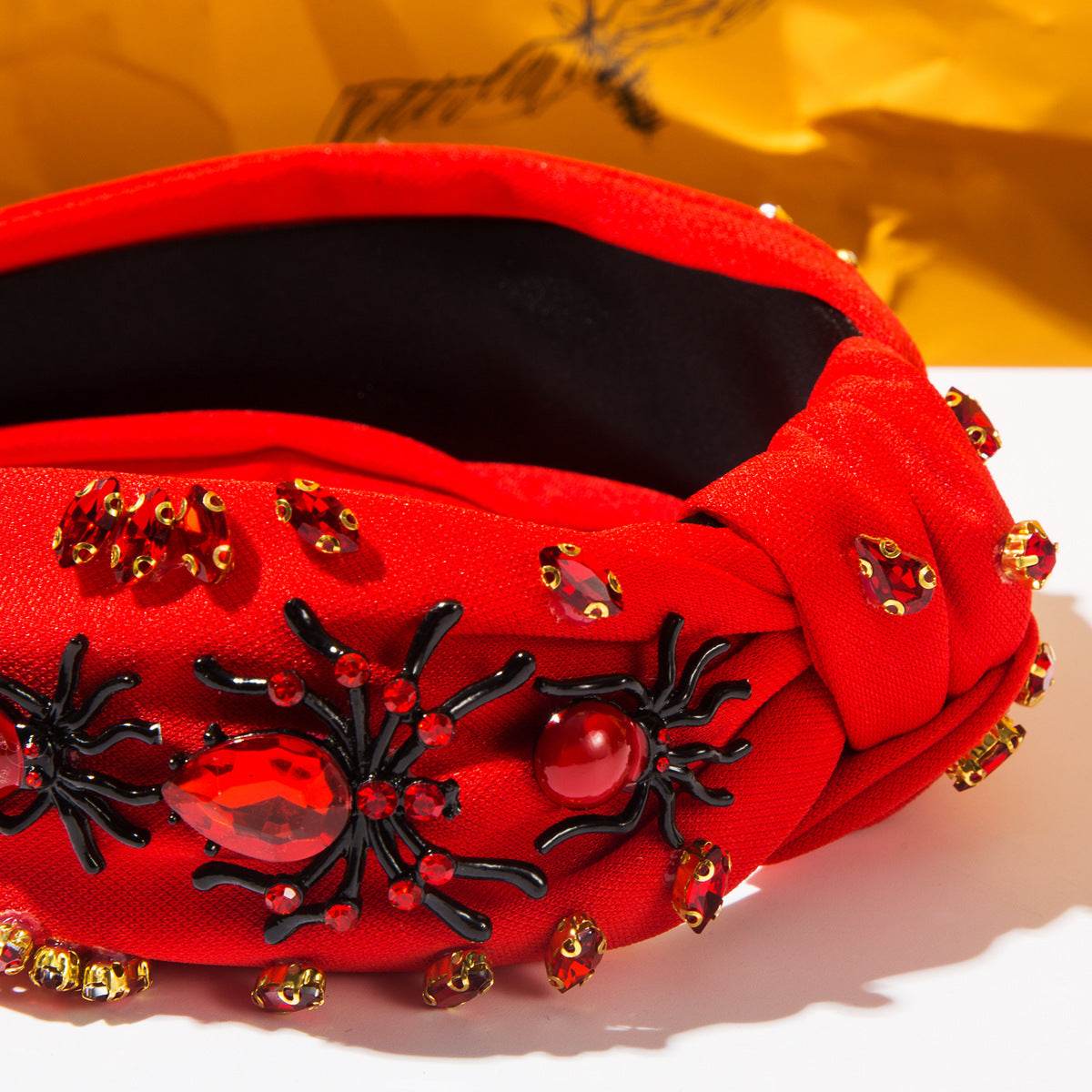 Halloween Spider Wide Top Knot Headband with Rhinestone