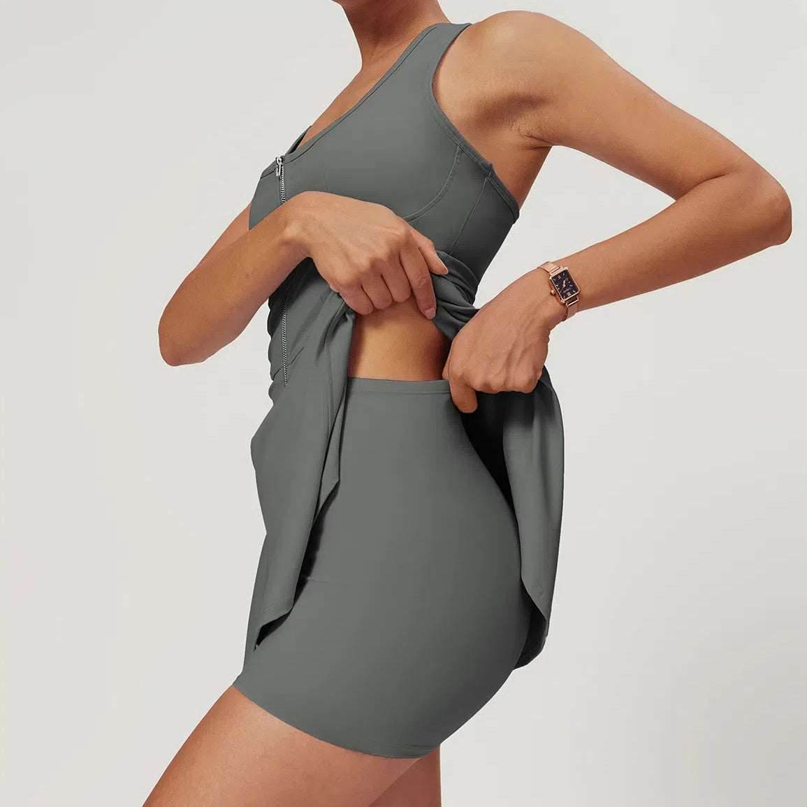 Sleeveless Tennis Dress with Built in Shorts and Padded Bra