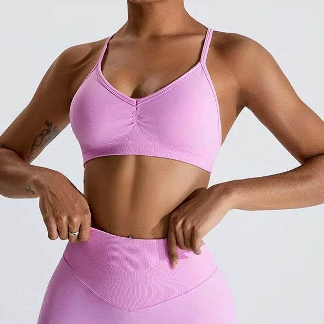 Cross Back Sports Bra with Adjustable Strap