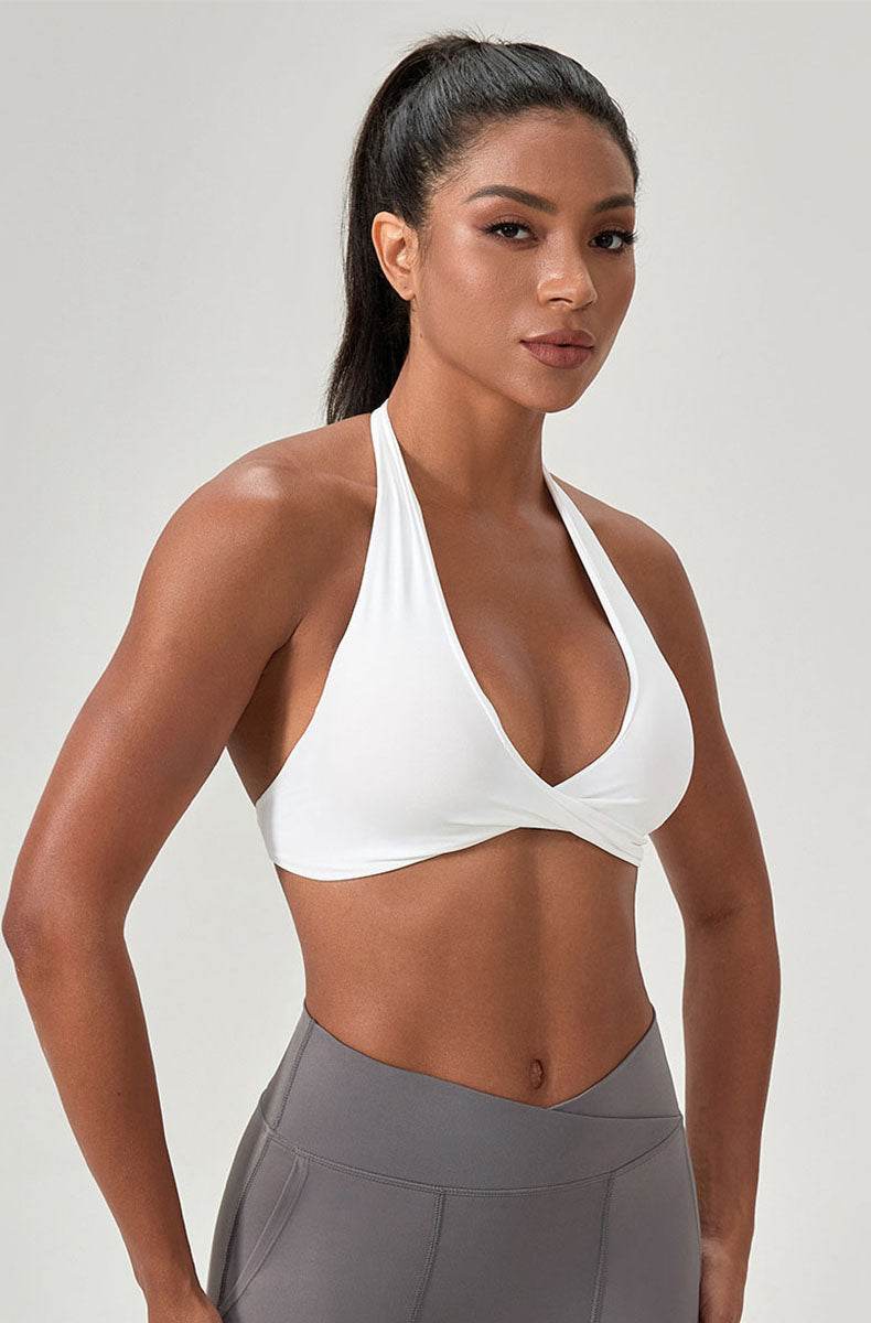 Twist Front Halter Straps Sports Bra -