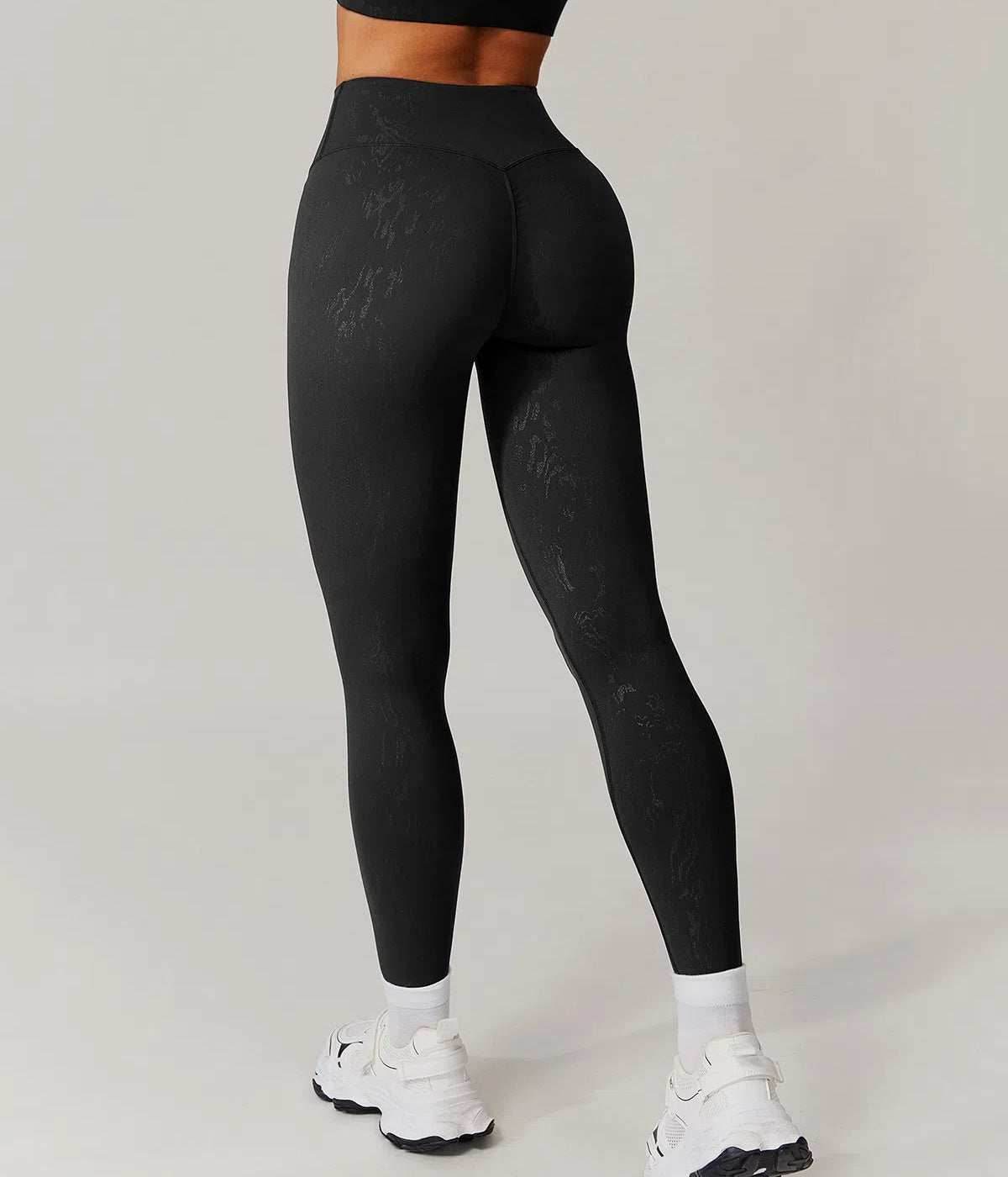 High Waist Yoga Leggings With Gold Blocking Pattern