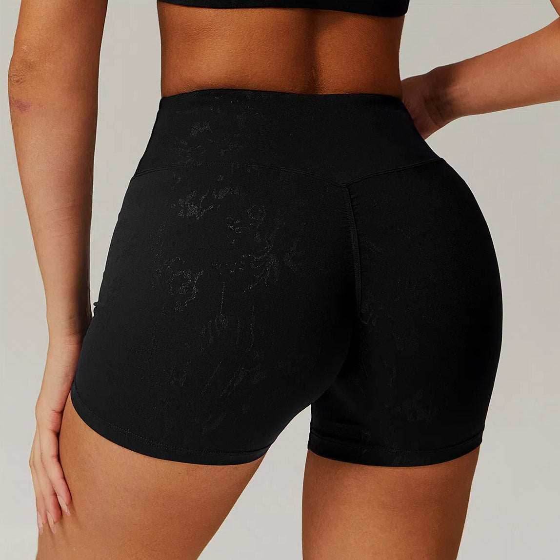 High Waist Yoga Short With Gold Blocking Pattern
