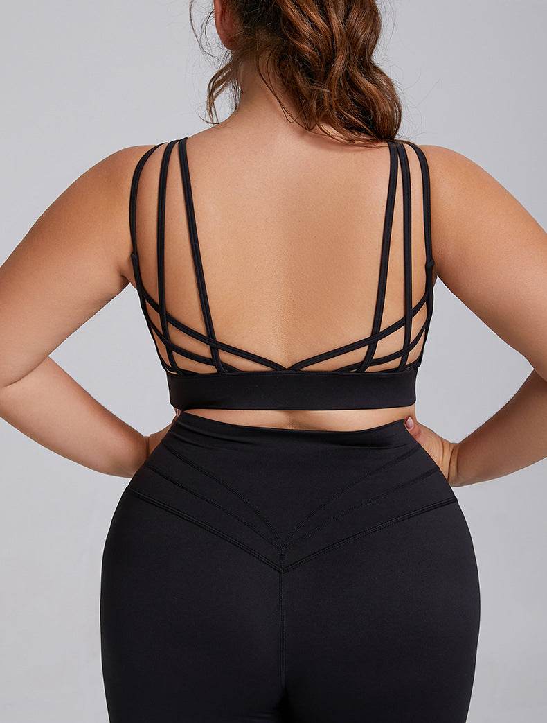 V Neck Cross Back Sports Bra