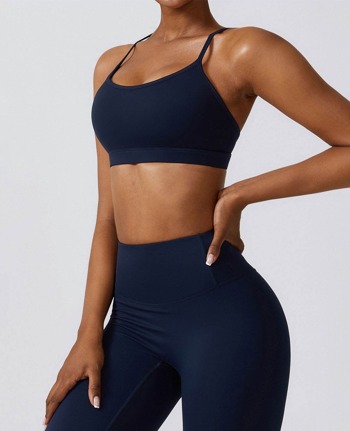 Strappy Criss-Cross Back Sports Bra with Removable Pads