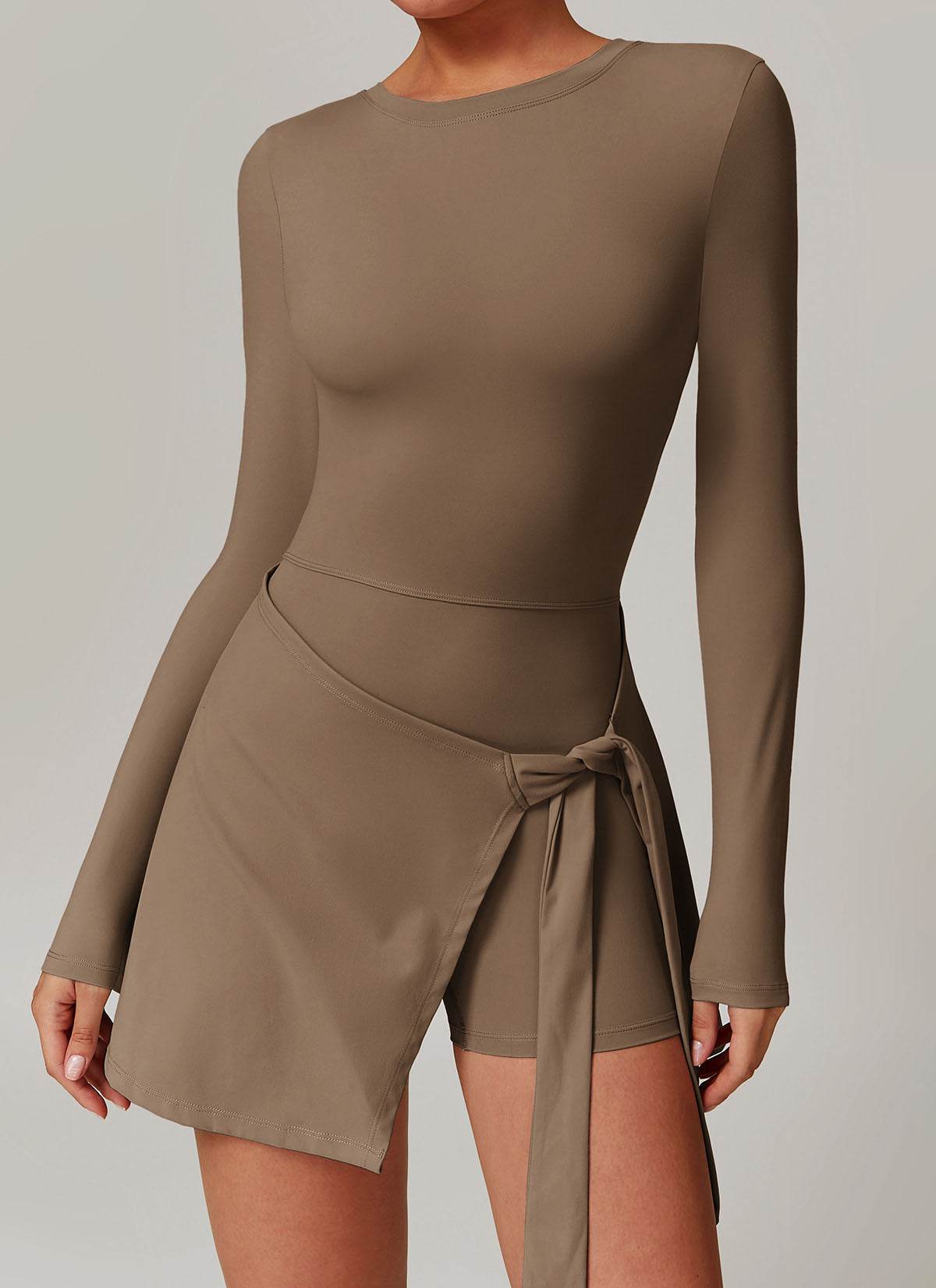 Long Sleeve Tennis Jumpsuit Dress With Shorts
