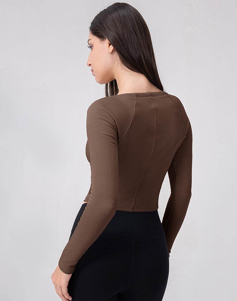 Zip Up Crop Tops Long Sleeve Casual Sweatshirt