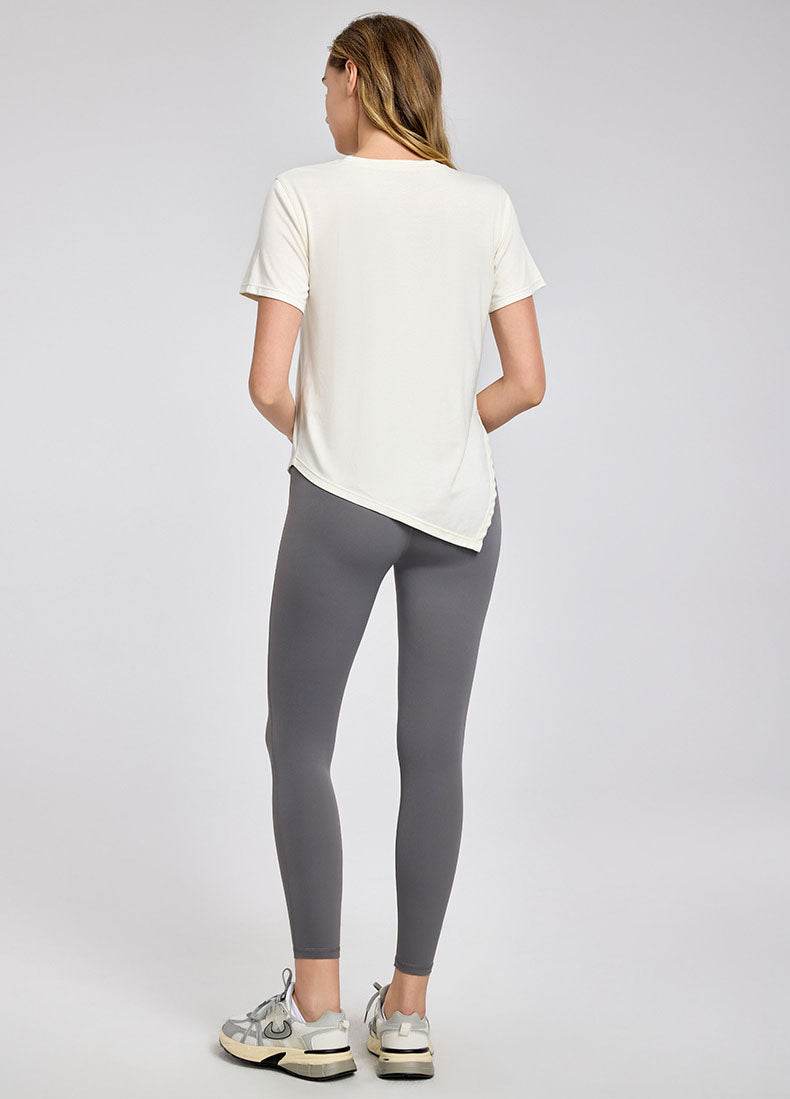 Irregular Slit Short Sleeve Yoga T-Shirts
