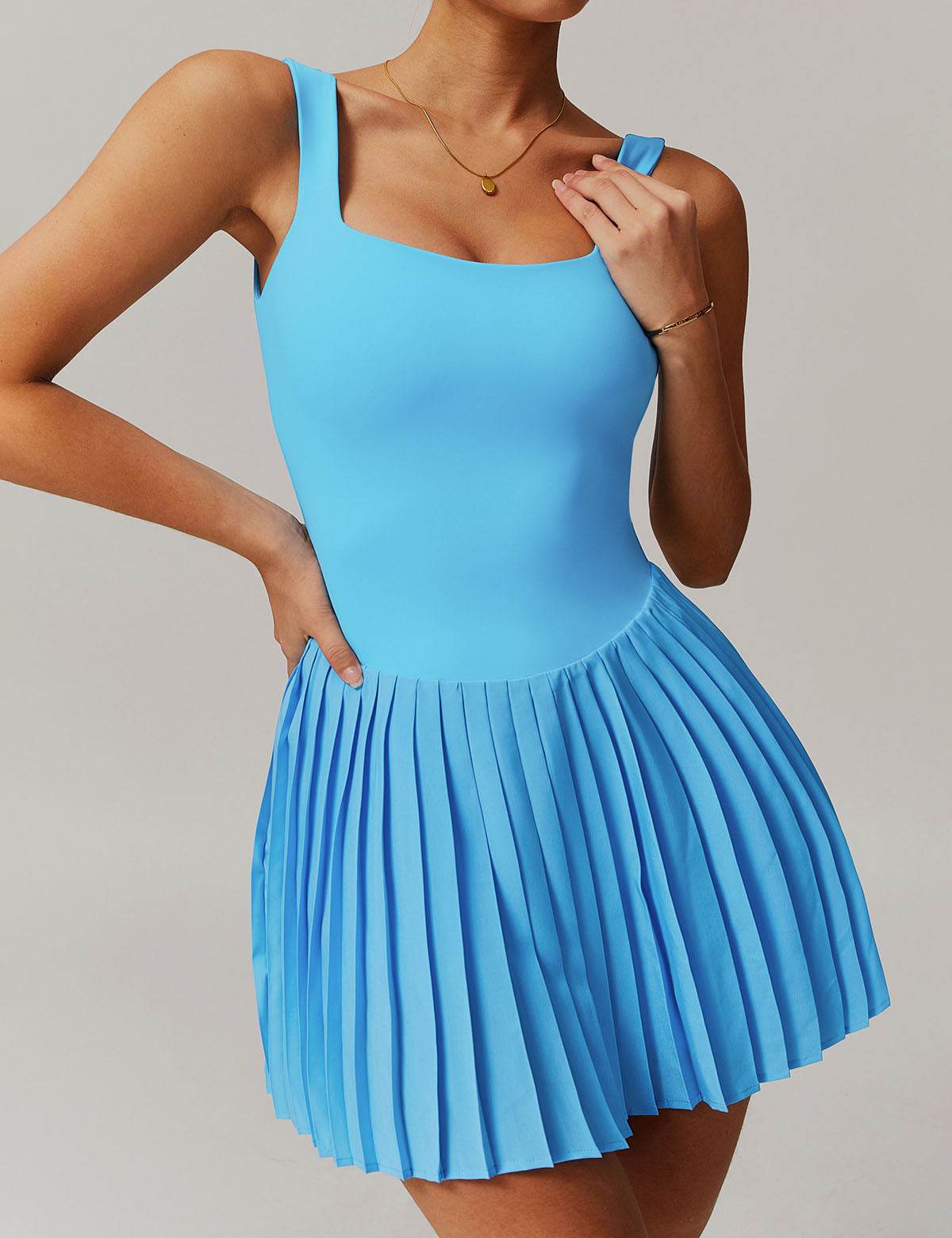 One Piece Tennis Dress With Inside Shorts and Pockets -